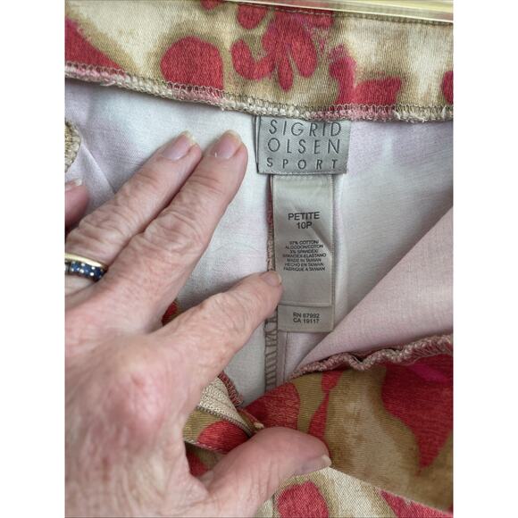 Sigrid Olsen Sz 10P Sport Women's Pink/Beige Floral Pattern Ankle Pant Slacks - Picture 6 of 13